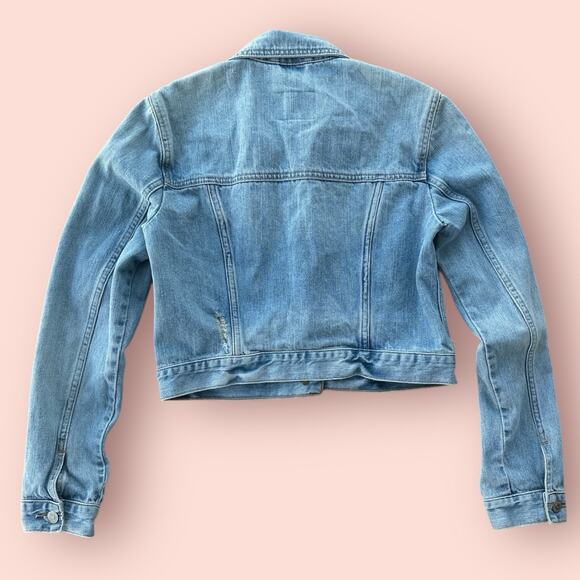 Y2K Hollister Denim Jacket Women's Size Large Jean Jacket Light Wash Distressed - Picture 4 of 4